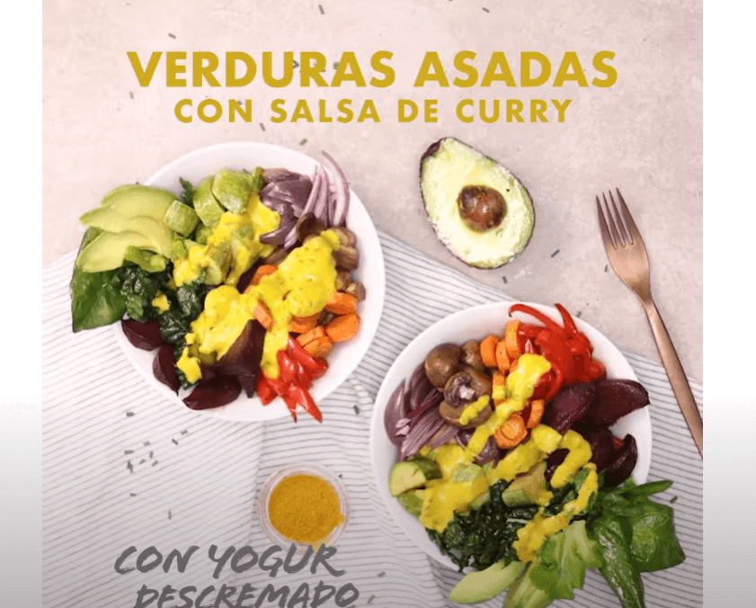 Verduras asadas con salsa de curry